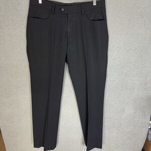 J. Lindeberg Pants Mens 33x33 Black Pinstripe Trousers Golf Flat Front Wool